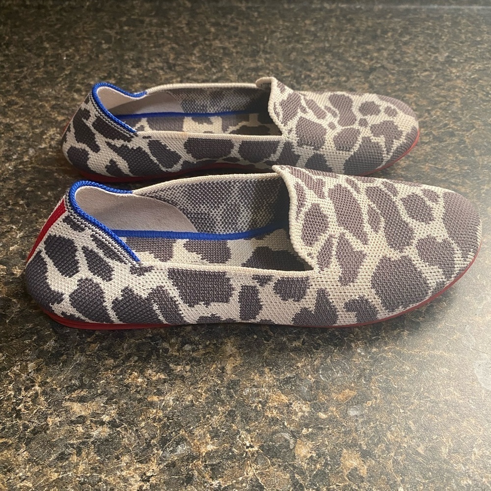 Rothy's Kids Slip On Flats, Gray Animal Print Style Casual Ballet Flats US 4